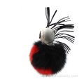 Real Leather Fox Fur Ball Keychain Word Pom Pendant For Bag